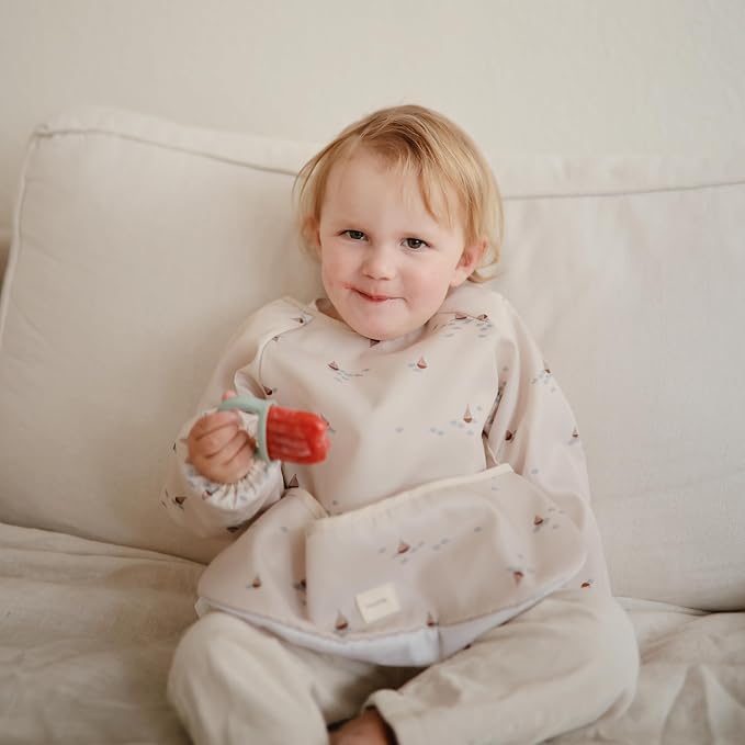 mushie Long Sleeve Baby Bib | Water Resistant Adjustable Fit - Image 4