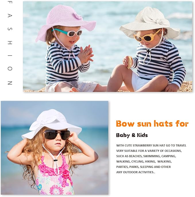 Baby Girl Sun Hat with UPF 50+ Outdoor Adjustable Beach Hat with Wide Brim - Image 7