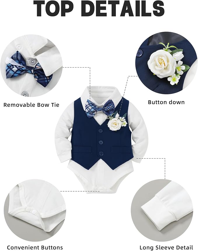 Coco&RARA Baby Boy Clothes Suits Infant Gentleman Outfits, Formal Dress - Image 4