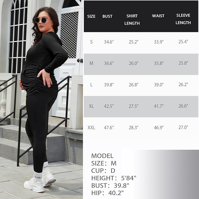 GINKANA Maternity Hoodie Long Sleeves Shirts Casual Maternity Top Pregnancy - Image 8