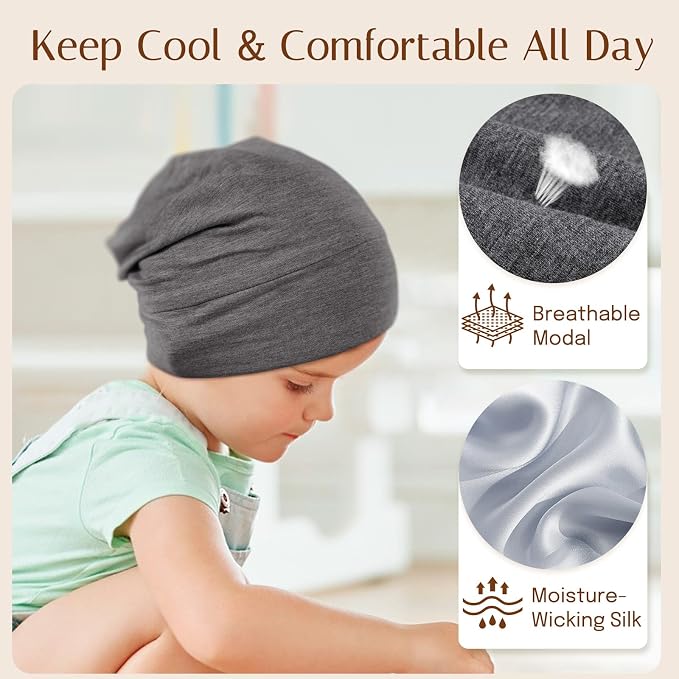 OLESILK Silk Toddler Bonnet 6-36 Months: 100% Mulberry Silk & Modal, Anti-Frizz - Image 6