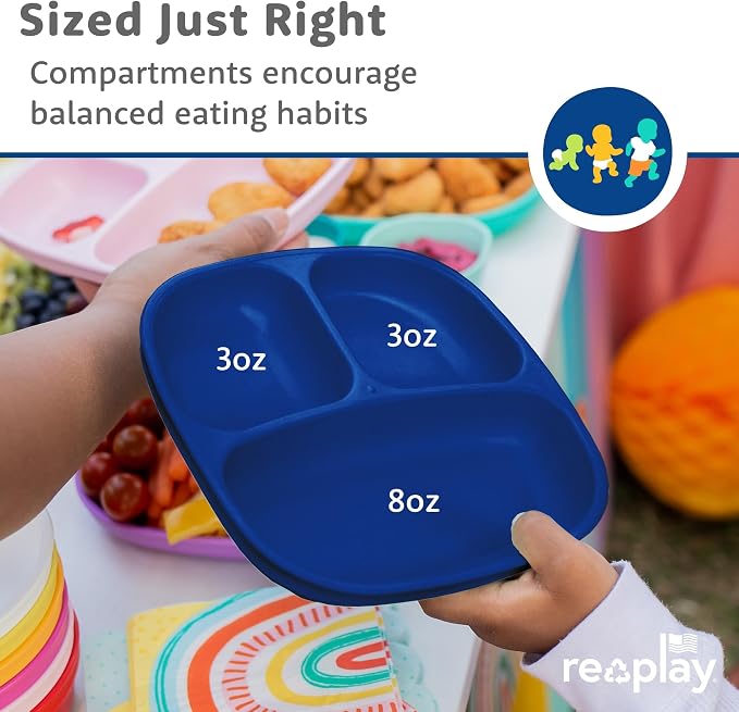 Re-Play Toddler Plates with Dividers & Silicone Lid - Image 8