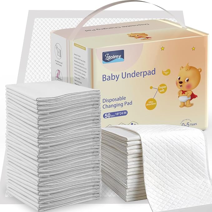 Disposable Changing Pad Liners, Baby Incontinence Diaper UnderPads 18"x 24" by Zdolmy