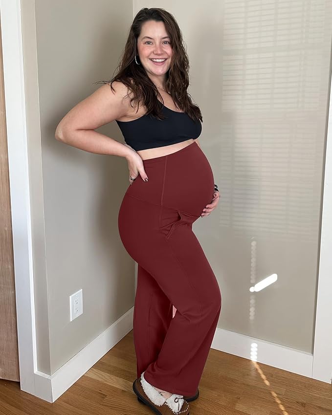G4Free Maternity Pants Over The Belly Yoga Dress Work Pregnancy Pants Stretchy - Image 4