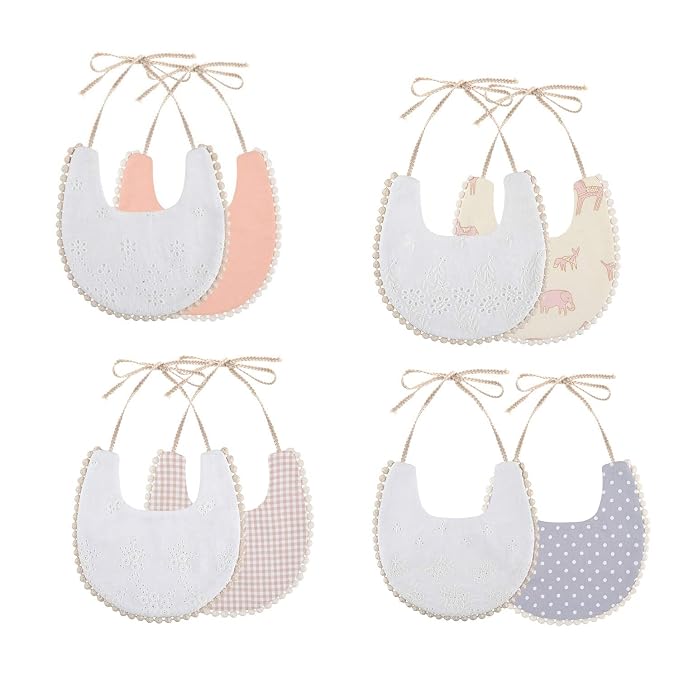 GZMM Baby Bib For Girls, Reversible Waterproof Handmade Natural Cotton Baby by GZMM