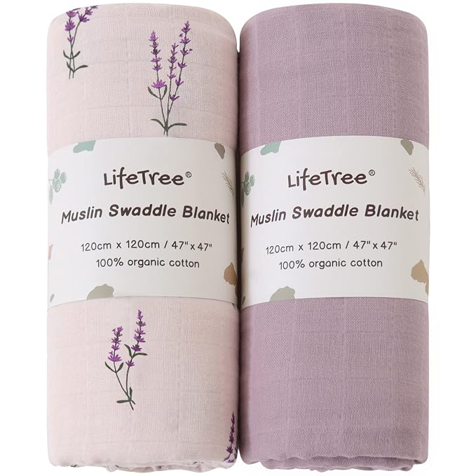 LifeTree Baby Swaddle Blankets Girls, Organic Muslin Swaddle Blankets Unisex - Image 6