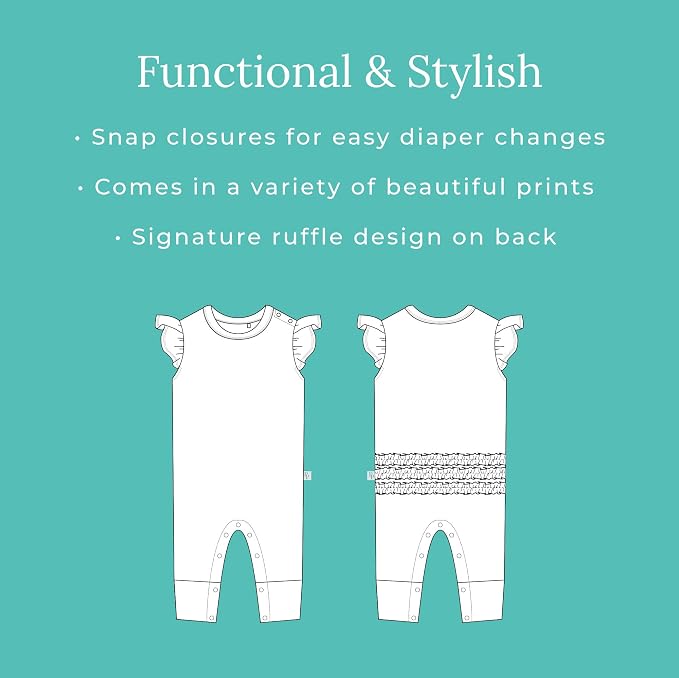 Posh Peanut Baby Girl Pajamas – Ruffled Cap Sleeve Romper PJs – Soft Viscose - Image 5