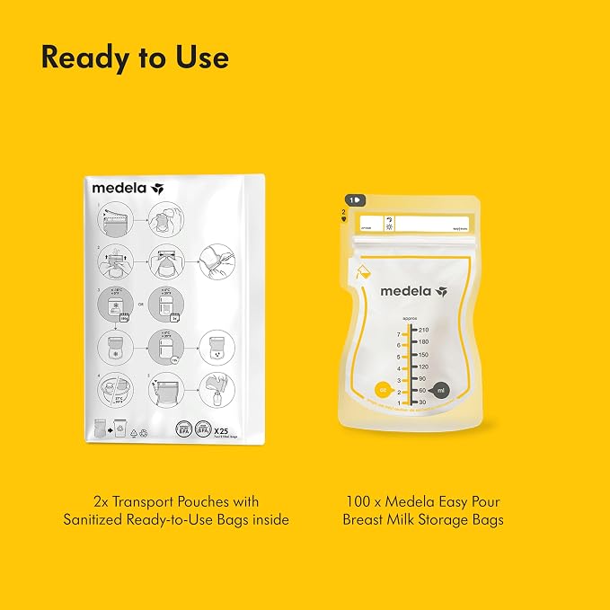 Medela Easy Pour Breastmilk Storage Bags 100 Count 7oz/210ml Disposable - Image 9