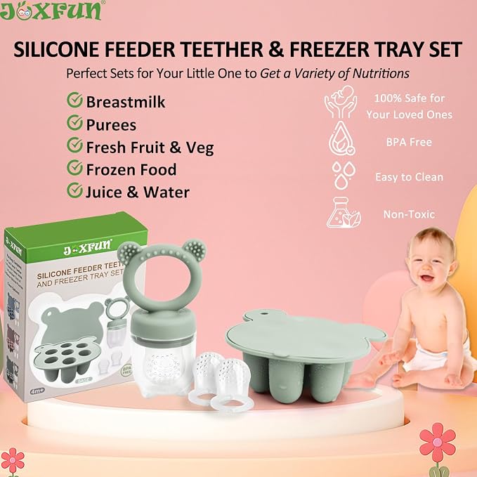 Silicone Baby Fruit Food Feeder & Mini Freezer Nibble Tray, Breastmilk Popsicle - Image 2