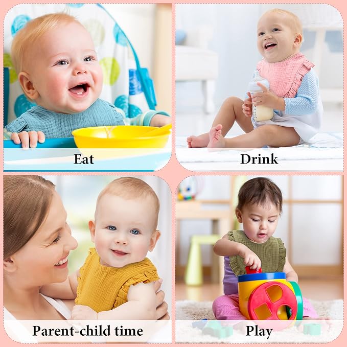 Kenning 18 Pcs Muslin Drool Baby Bibs Baby Girl Ruffle Bibs Absorbent Cotton - Image 6
