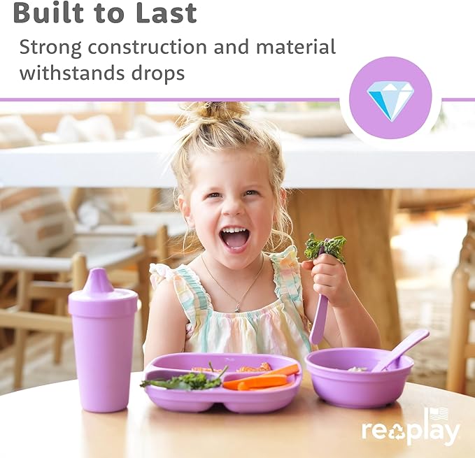 Re-Play Toddler Plates with Dividers & Silicone Lid - Image 5