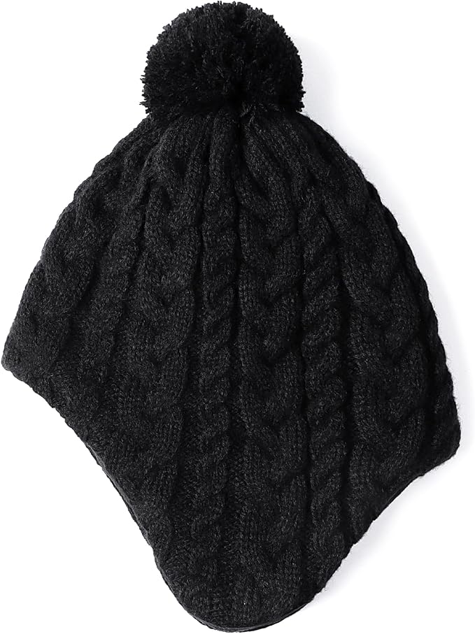 Duoyeree Kids Beanie Hat for Boys Girls Pom-pom Kint Hats Cozy Lining Winter - Image 2