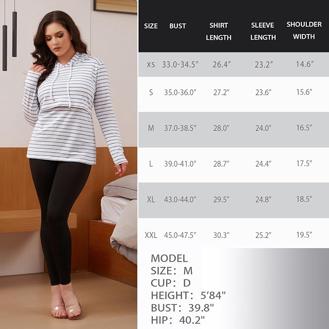GINKANA Women's Nursing Hoodie Sweatshirt Long Sleeves Breastfeeding Maternity - Image 7