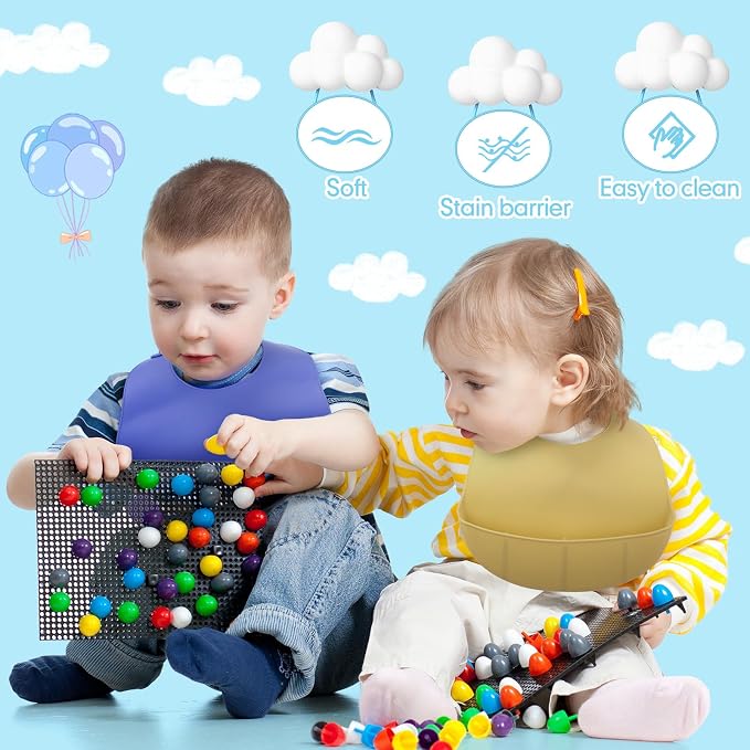 Mepase Silicone Bibs Waterproof Silicone Baby Bibs Soft Adjustable Baby Feeding - Image 6