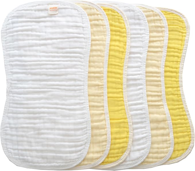 MUKIN Baby Muslin Burp Cloth Set of 6, Ultra Soft Absorbent Thick Cotton by MUKIN