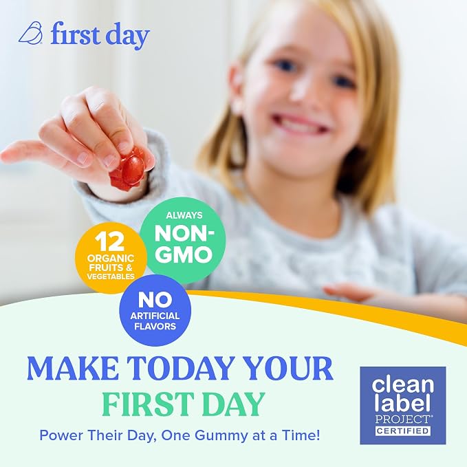 First Day Kids Multivitamin Gummies Age 4+, Strawberry & Orange - Image 6
