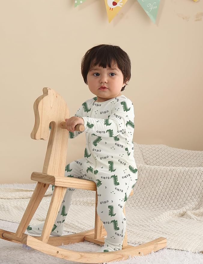 Jimonda Baby Girls Boys Footed Pajamas, Rayon From Bamboo, 2 Way Zipper Long - Image 4