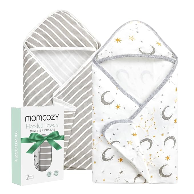 Momcozy Hooded Baby Towel, 2 Pack Baby Bath Towel by Momcozy