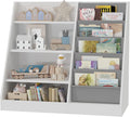 4 Tier Kids Wooden Bookshelf, 5 Layer Sling Toddler Bookcase, Baby Storage Book by HedoAjim