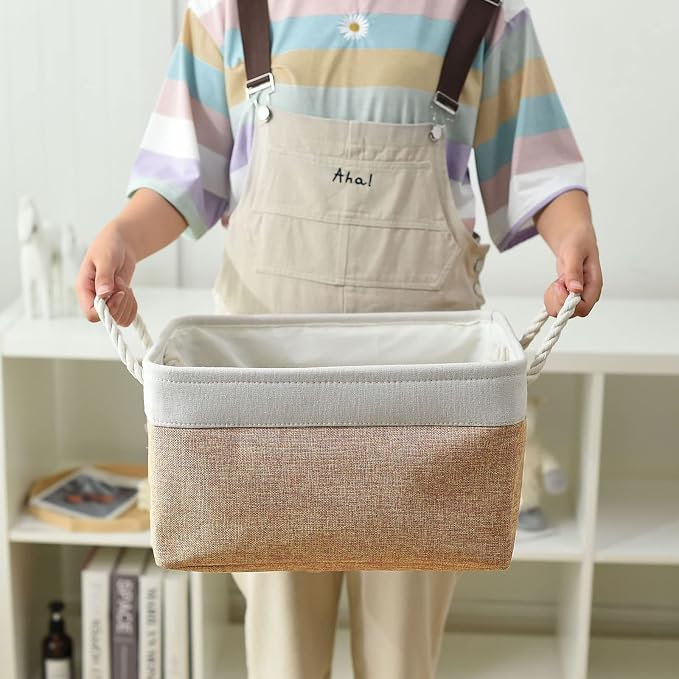 Storage Basket Fabric Sturdy Canvas Storage Bins Organizer - Image 5