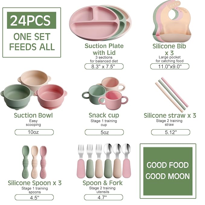 Yinder 24 Pack Silicone Baby Feeding Set Baby LED Weaning Supplies Includes - Image 7