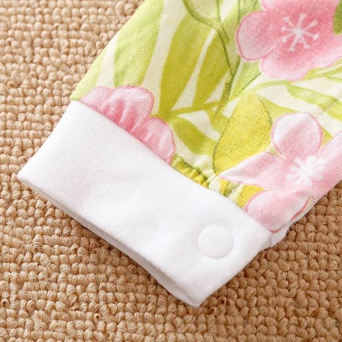 Cute Giraffe + Zebra With Floral Print Long Sleeve Baby Girl Clothes White - Image 6