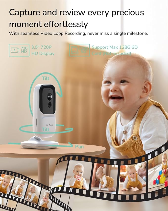 Dr.Care NeoView Video Baby Monitor -3.5” Screen, 2-Way Audio, Video Loop - Image 7