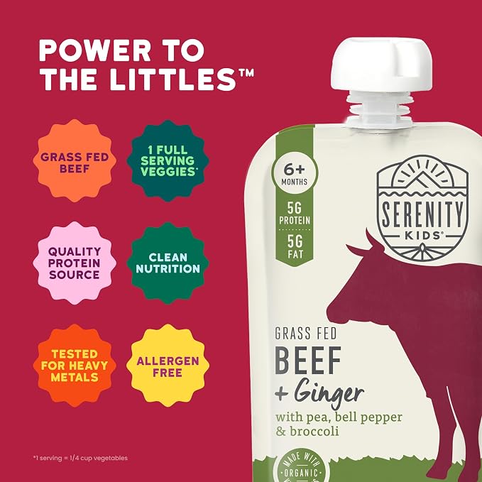Serenity Kids 6+ Month Organic Beef & Veggie Baby Food Pouches - Image 4