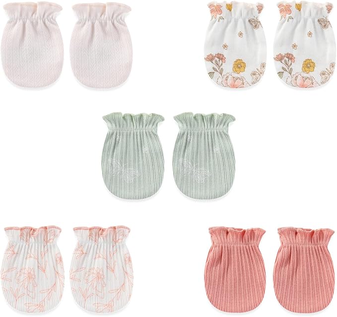 5 Pairs Baby Not Scratch Mittens 0-6 Months New Born Boy Girl Gloves Cute by falianni