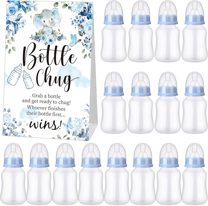 TrelaCo Bottle Chug Baby Shower Game Sign 20 Pcs Baby Bottles Shower Favor by TrelaCo