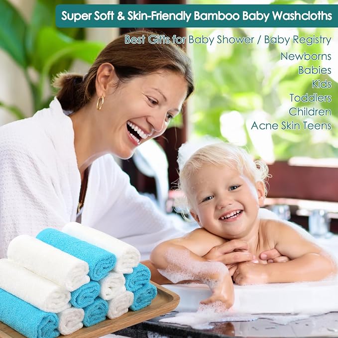 Baby Washcloths 12 Pack, 10x10 inch Heavenly Soft Wash Cloths - Image 5