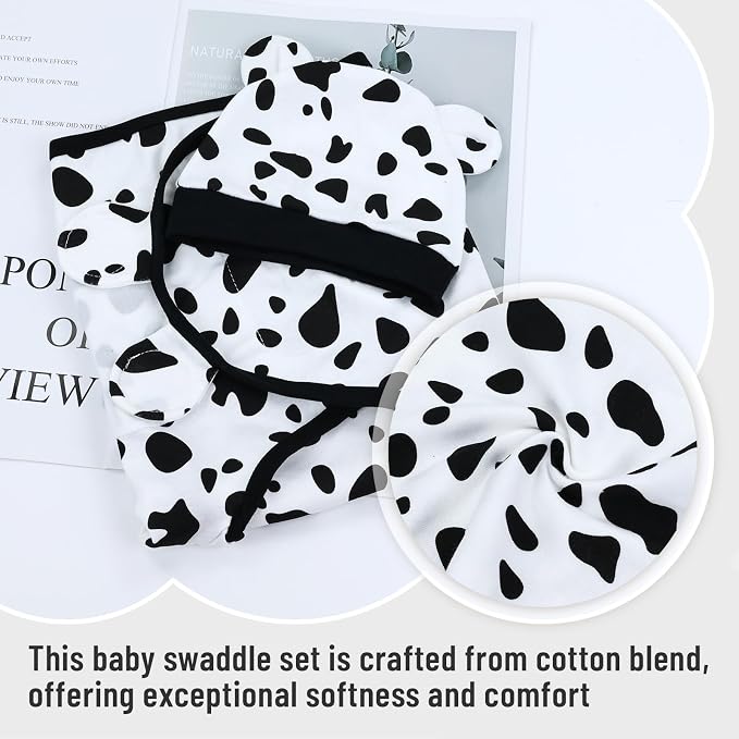 Cinaci 2 Pieces Adjustable Soft Cotton Baby Swaddle Sleep Sacks Hats Newborn - Image 4