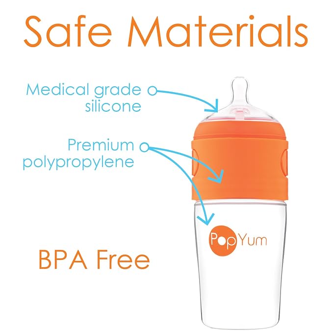 PopYum 9 oz Orange Anti-Colic Formula Making/Mixing/Dispenser Baby Bottles - Image 9