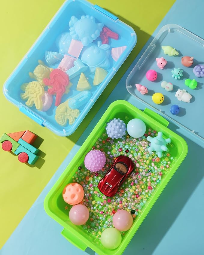 Sensory Bin Sand Tray with Lid for Toddlers 2 Pcs 15in Portable Sandbox Toy - Image 5