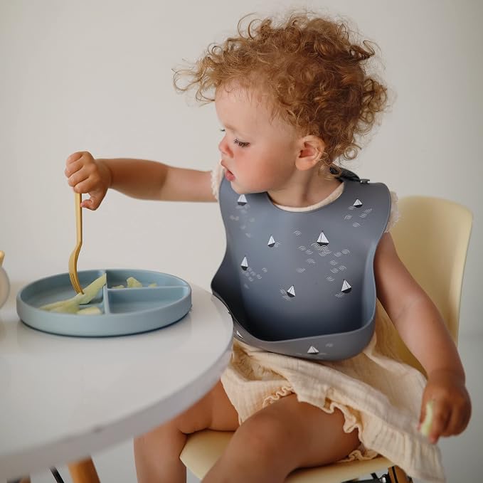 mushie Silicone Baby Bib | Adjustable Fit Waterproof Bibs - Image 2