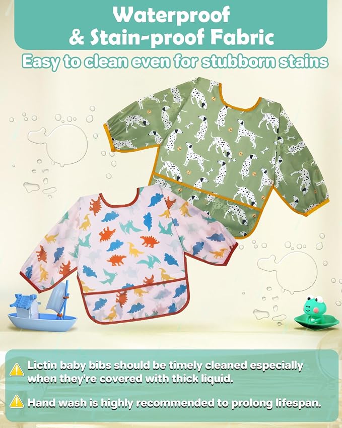 Lictin Long Sleeve Bibs 5 Pack - Image 3