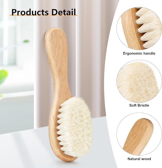 Baby Hair Brush, Wooden Baby Hair Brush - Image 3
