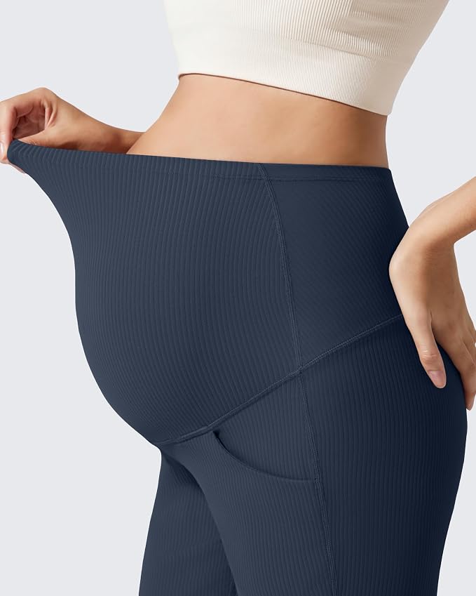 G4Free Ribbed Maternity Flare Yoga Pants - Image 3
