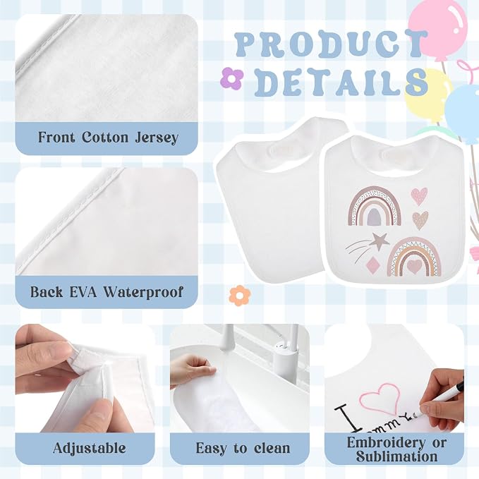 Toulite 6 Pcs White Bibs for Baby Washable Reusable Waterproof Cotton Feeder - Image 6