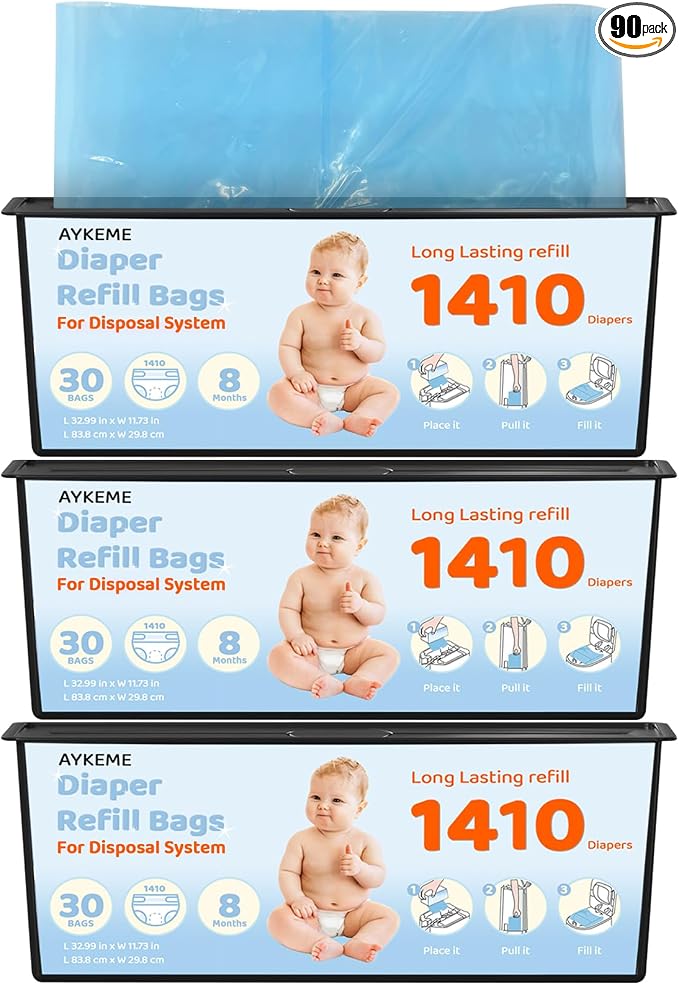 90 Bags Diaper Pail Refills Bags Compatible by Unknown