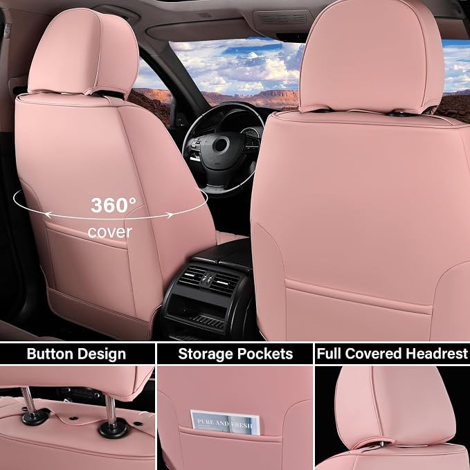 Coverado Car Seat Covers Full Set, Nappa Leather Seat Covers - Image 4