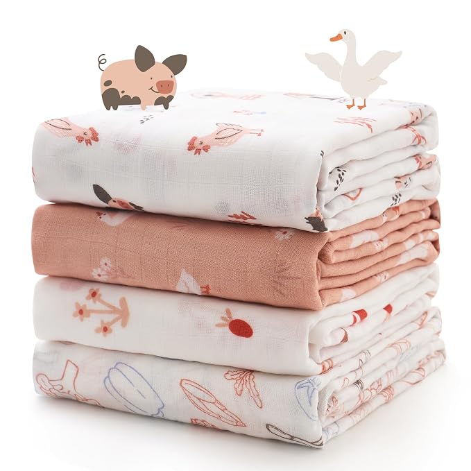 Momcozy Muslin Best Wishes Swaddle Blankets, Ultra Soft Neutral Registry by Momcozy