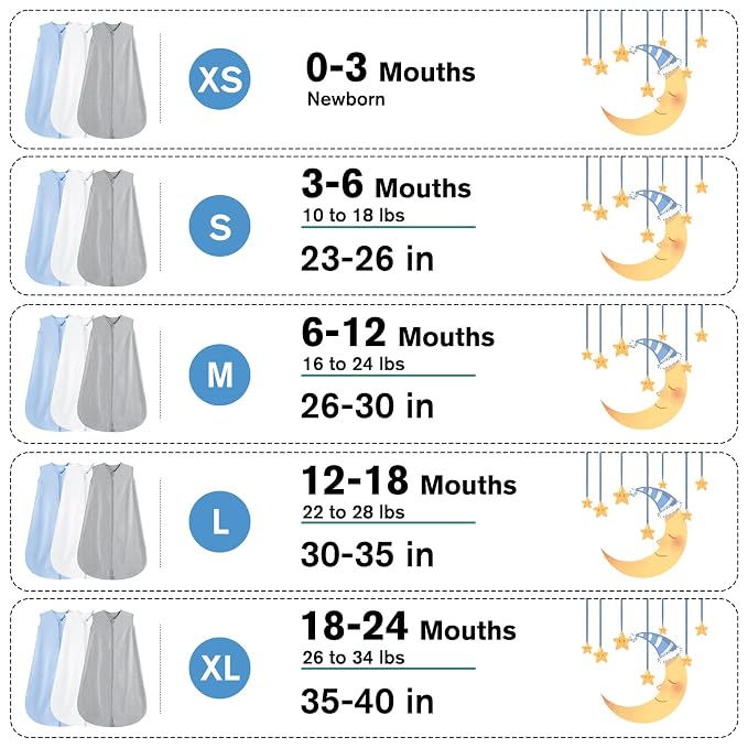 3 Pack Baby Sleep Sack 18-24 Months 100% Rayon Cotton Baby Sleeping Bag 2-Way - Image 5