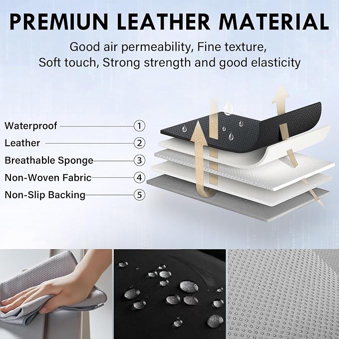 Coverado Car Seat Covers Full Set, Car Seat Protector Waterproof, Nappa Leather - Image 8