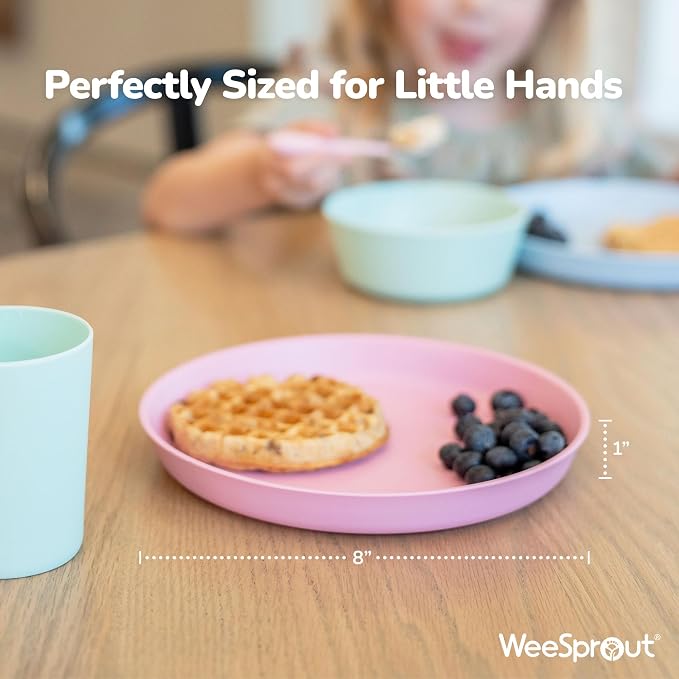 WeeSprout Bamboo Plates with Silicone Lids, Kid-Sized Dinnerware, Leftovers & - Image 2