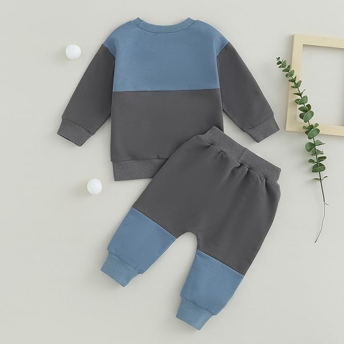 Kupretty Toddler Baby Boy Fall Winter Clothes Color Block Long Sleeve - Image 7