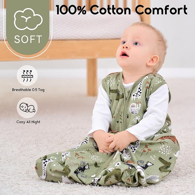 Yoofoss Baby Sleep Sack 0-6 Months 0.5 Tog Wearable Blanket - Image 2