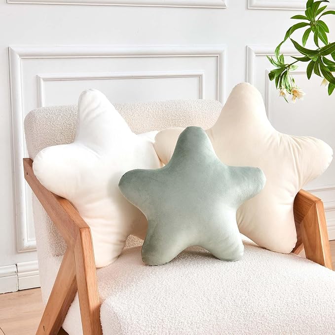 White Star Throw Pillow, Cute Star Pillow Room Decor, Soft 14.9" Star Shaped - Image 3