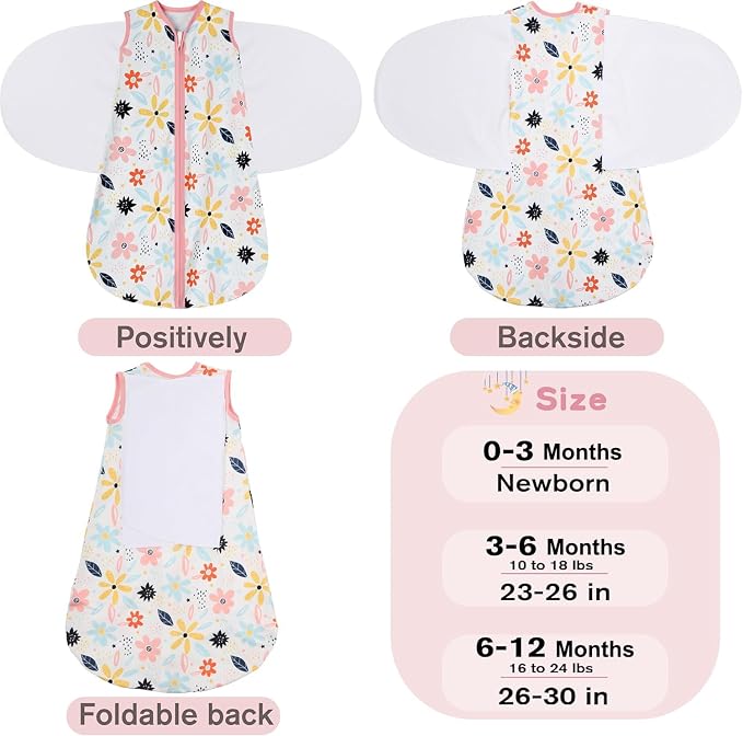 Newborn Sleep Sack Baby Swaddle, 3-6 Months, 3-Way Adjustable Wearable Blanket - Image 5