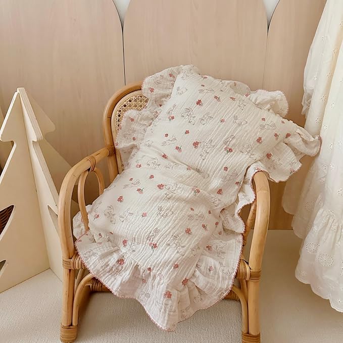 BuLuTu Rabbit Floral Toddler Pillowcase Muslin Cotton Kids Pillow Case Standard - Image 7